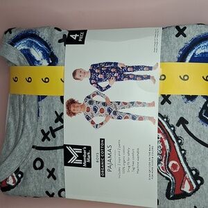 Boys Organic Cotton Pajama Set Sports & Movies 4 Piece Size 6 Member's Mark